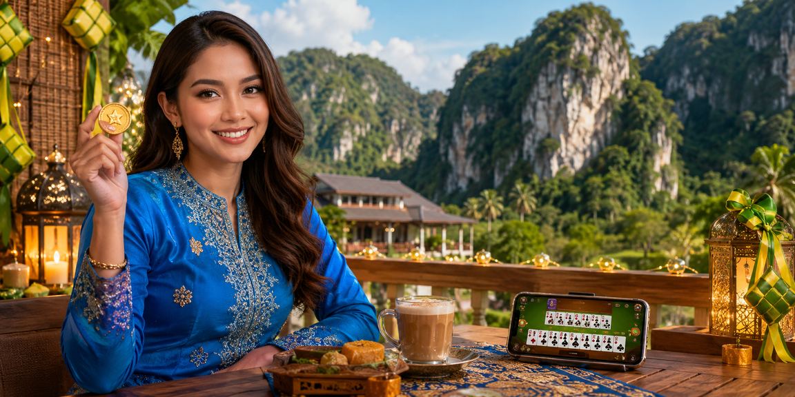 Pemain bermain permainan kasino dalam baju tradisional